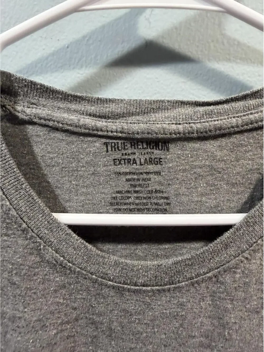 Mens True Religion Plain T Shirt Size XL Gray